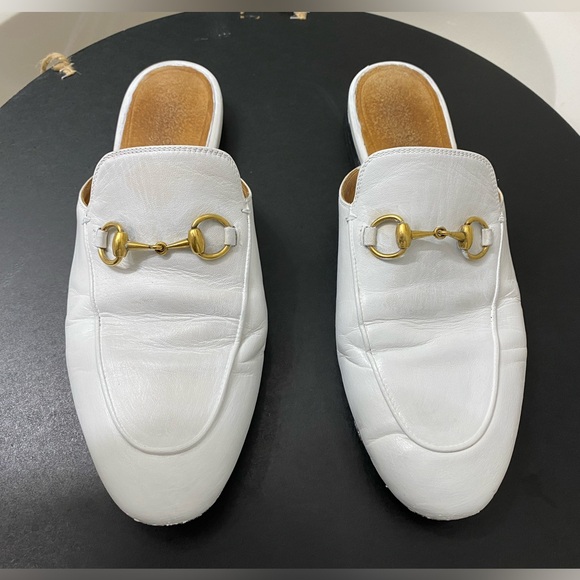 GUCCI Authentic White leather mules Size 7 Serial No: 423514 EU 37.5 Used - Picture 3 of 9
